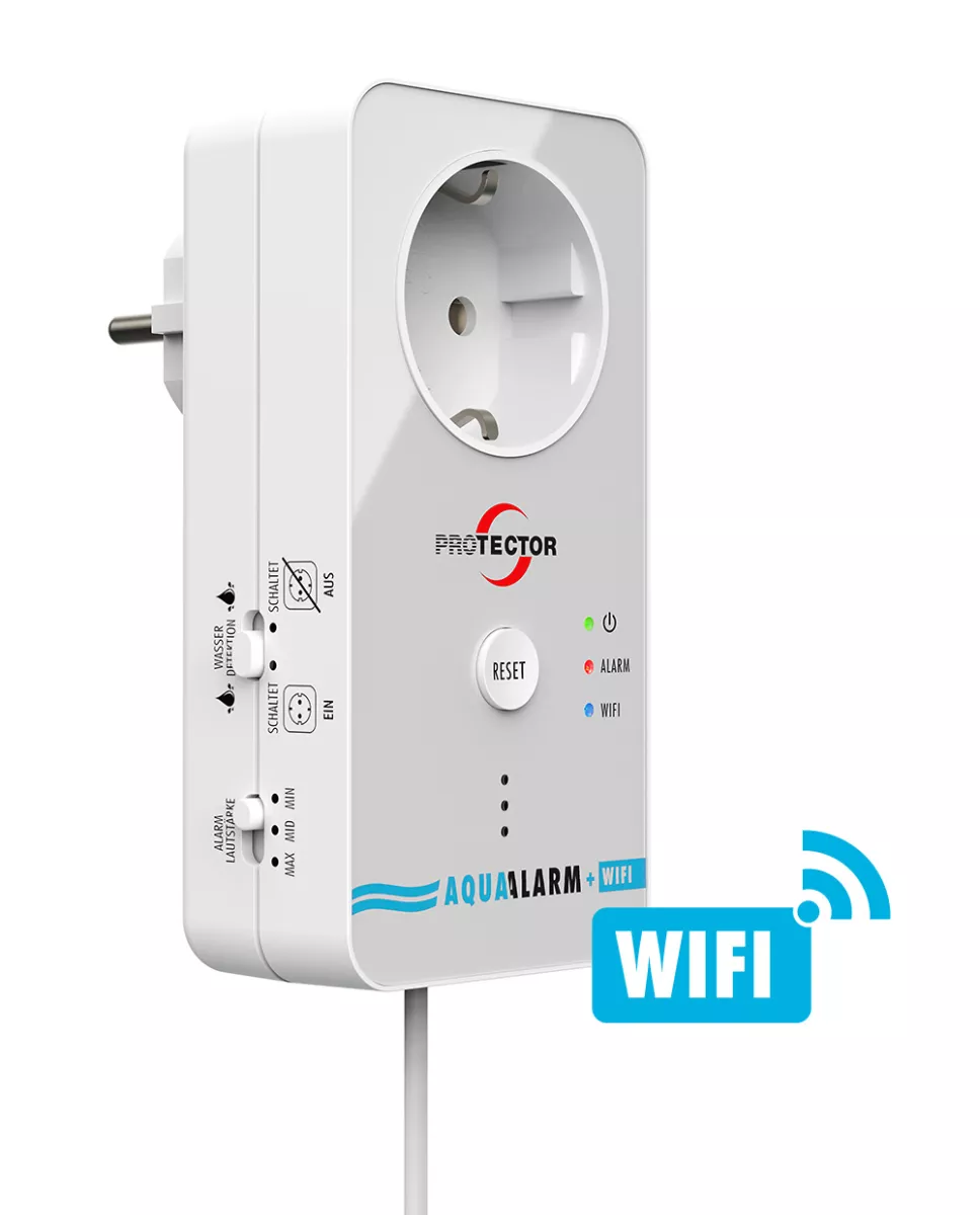 m-e Wasseralarm mit WiFi Alarm Weiterleitung für die Steckdose