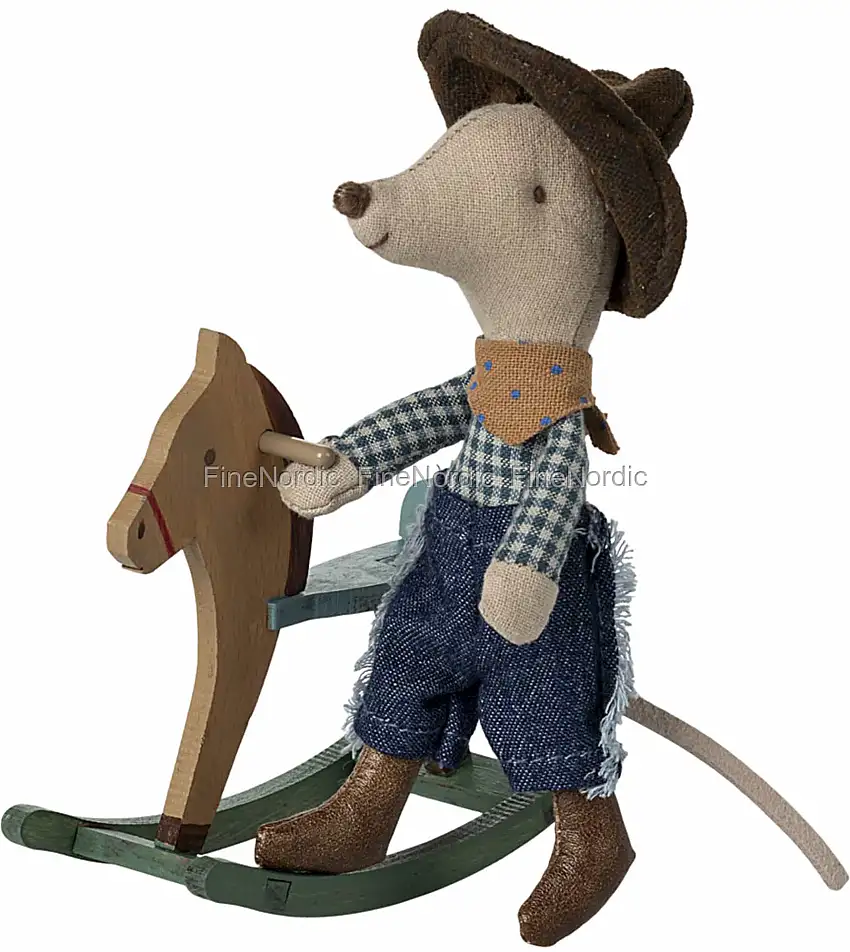 Maileg Cowboy Maus auf Schaukelpferd - Kleiner Bruder