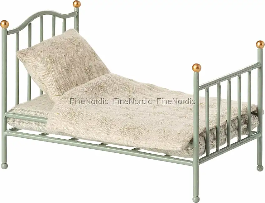 Maileg Miniatur Vintage-Einzelbett für Maus - Minze