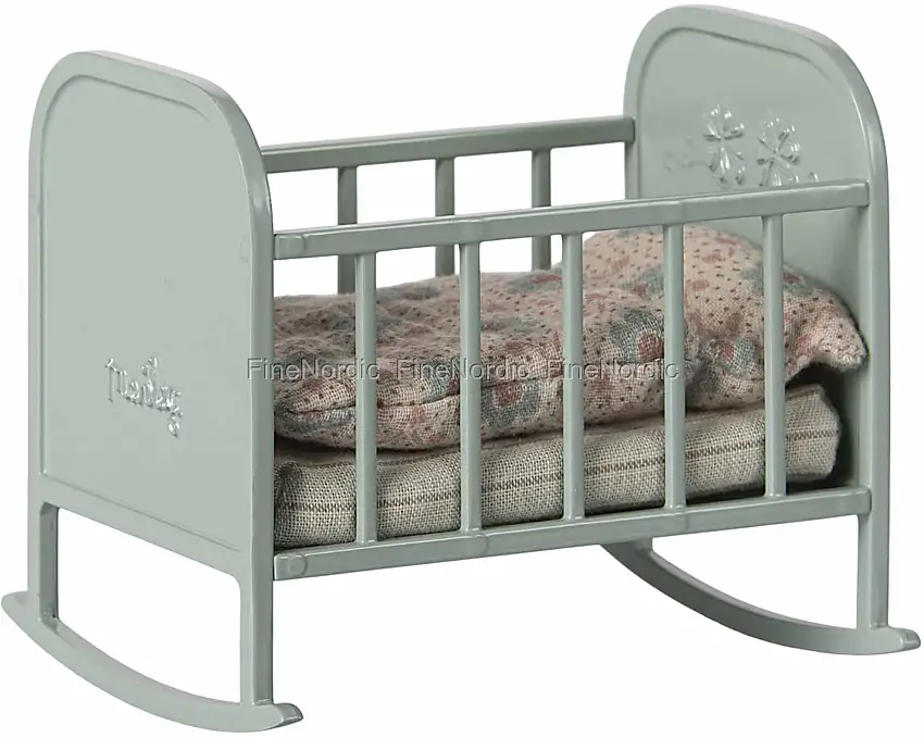 Maileg Miniatur Wiege - My - Blau Minze