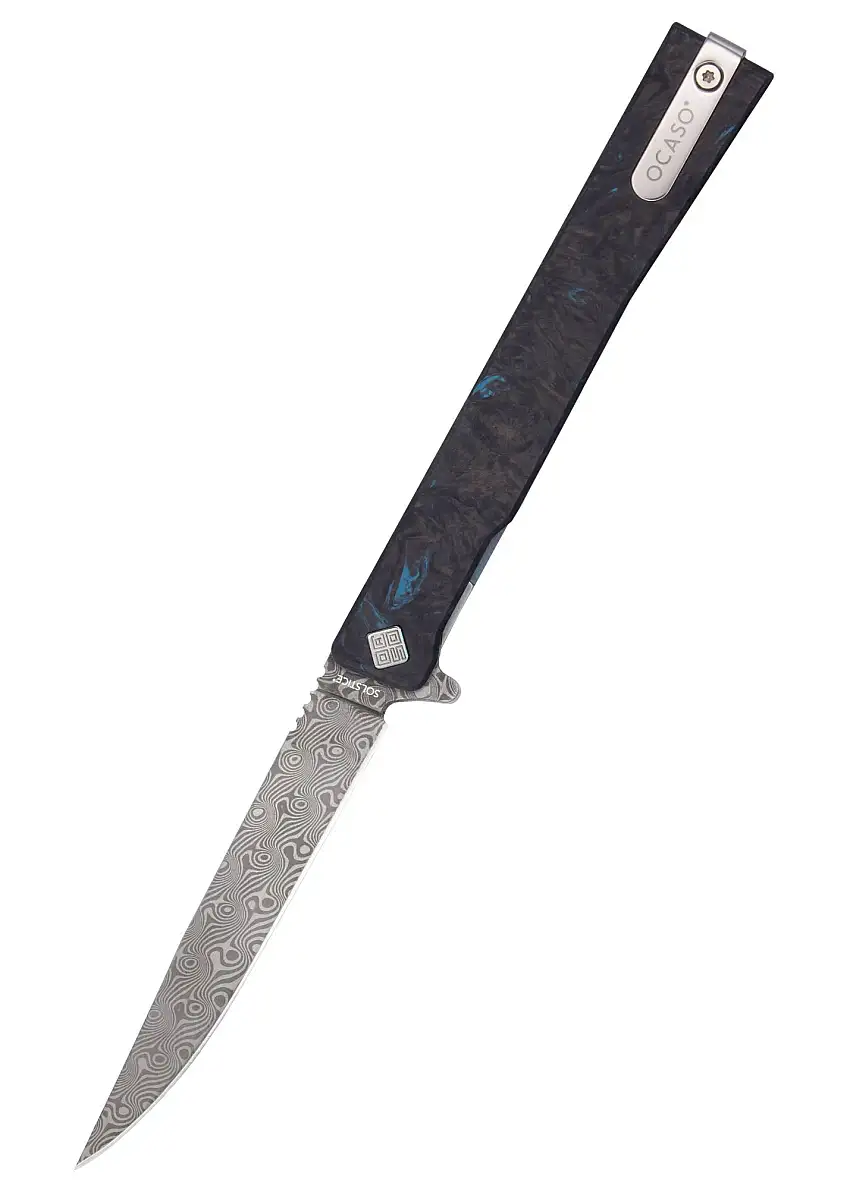 Ocaso Knives Taschenmesser Solstice, Damast, blau, Ocaso Knives