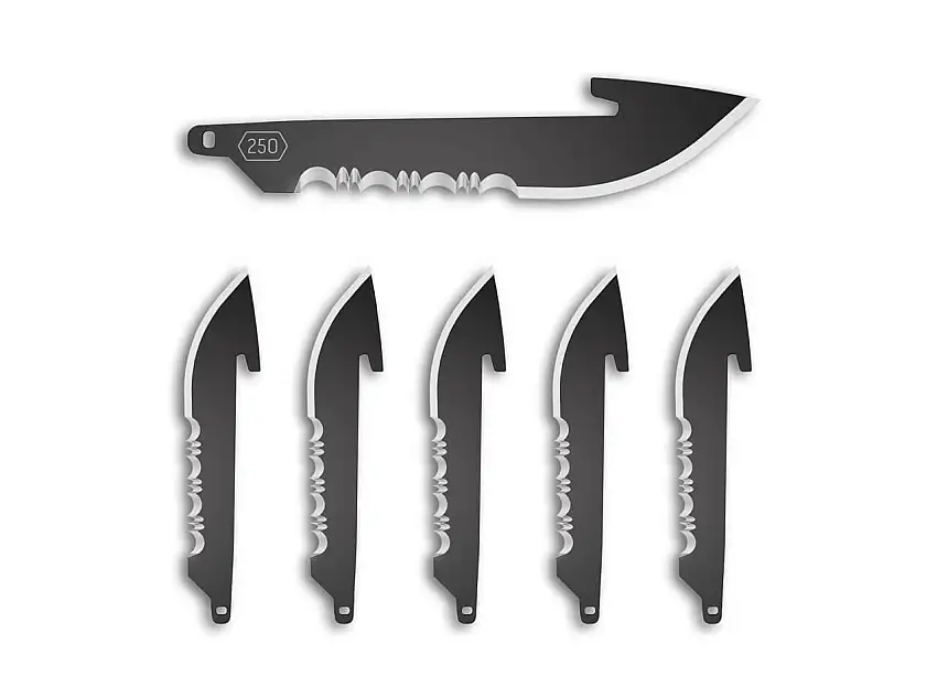 2.5" Serrated Drop Point Replacement Blades 6-Pack Black Oxide