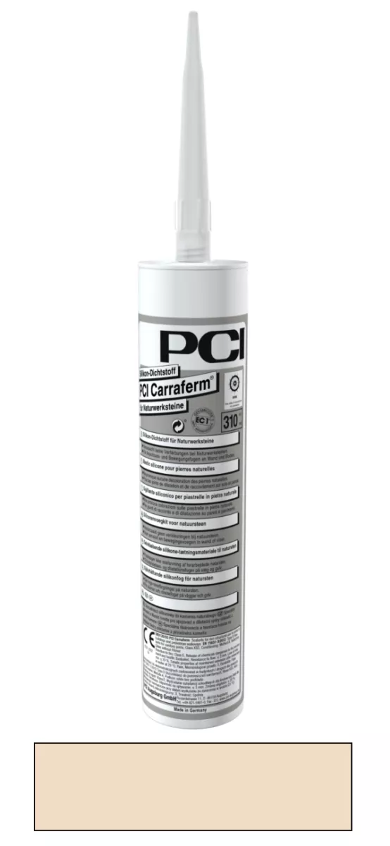 PCI Carraferm Silikon-Dichtstoff für Naturwerksteine Silikon Kartusche Fugendichtmasse jurabeige 310 ml