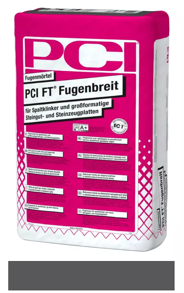 PCI Ft-Fugenbreit Fugenmörtel für Spaltklinker und großformatige Steingut- und Steinzeugplatten Anthrazit 25 kg