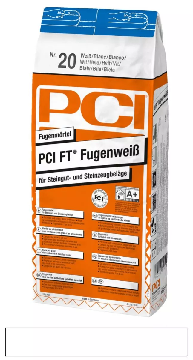 PCI Ft-Fugenweiss Fugenmörtel für Steingut- und Steinzeugbeläge Zement-Mörtel weiß 5 kg