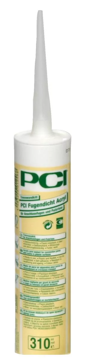 PCI Fugendicht Acryl Trennwandkitt für Anschlussfugen und Putzrisse Kunststoff-Fugendichtmasse Weiss 310 ml