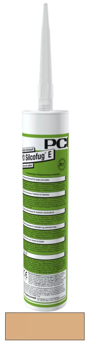 PCI Silcofug E Elastischer Dichtstoff für innen und außen Silikon-Fugendichtmasse und -Klebstoff caramel (Nr.03) 310 ml