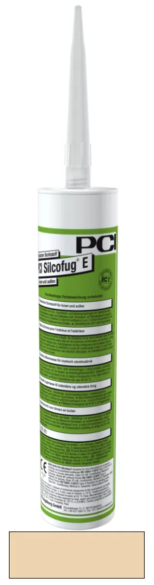 PCI Silcofug E Elastischer Dichtstoff für innen und außen Silikon-Fugendichtmasse und -Klebstoff anemone (Nr.12) 310 ml