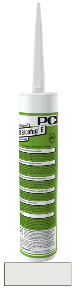 PCI Silcofug E elastischer Dichtstoff für innen und außen Silikon-Fugendichtmasse und -Klebstoff silbergrau (Nr.16) 310 ml
