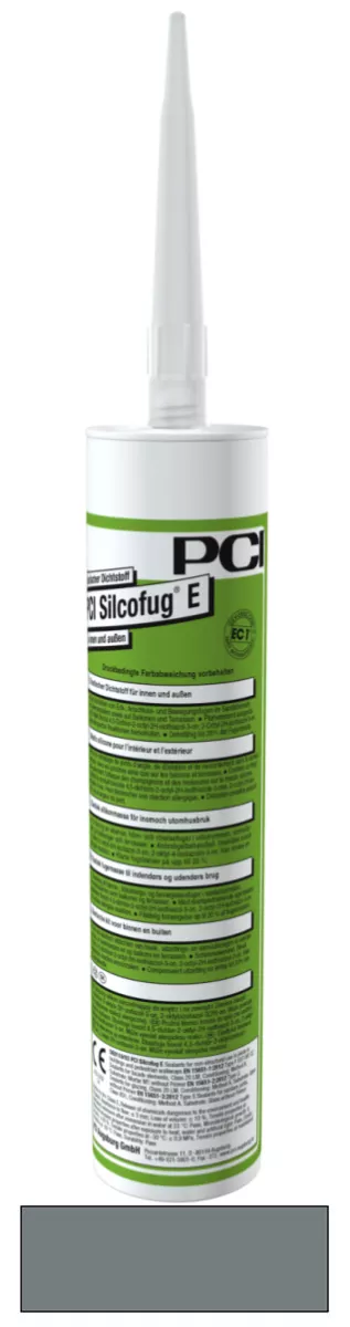PCI Silcofug E Elastischer Dichtstoff für innen und außen Silikon-Fugendichtmasse und -Klebstoff basalt (Nr.19) 310 ml