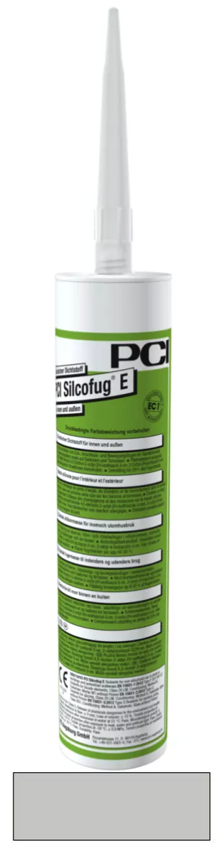 PCI Silcofug E elastischer Dichtstoff für innen und außen Silikon-Fugendichtmasse und -Klebstoff hellgrau (Nr.21) 310 ml