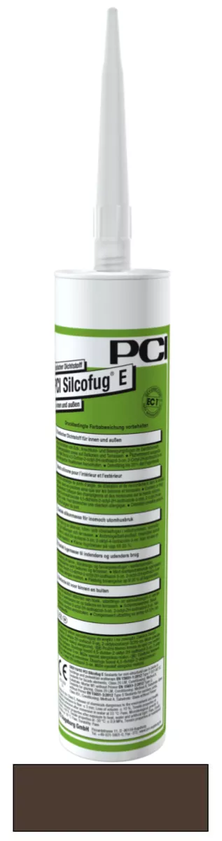 PCI Silcofug E Elastischer Dichtstoff für innen und außen Silikon-Fugendichtmasse und -Klebstoff dunkelbraun (Nr.41) 310 ml