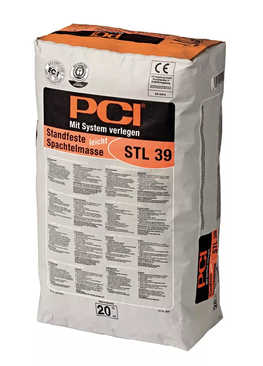 PCI Stl 39 Standfeste Spachtelmasse Ausgleichsspachtel Reparaturspachtel Leicht grau 20 kg