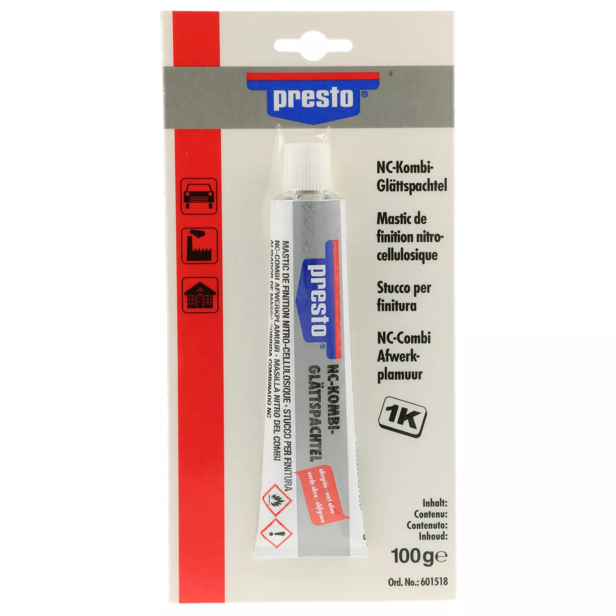 presto NC-Kombi Glättspachtel 100g olivgrün