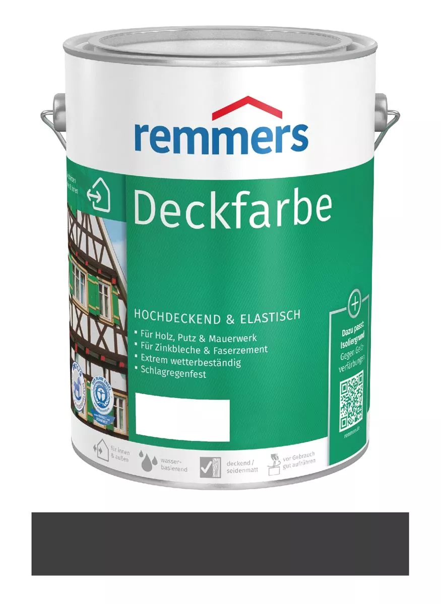 Remmers Deckfarbe Schwarz 5 Liter Wetterschutz für Holz & Dachrinnen