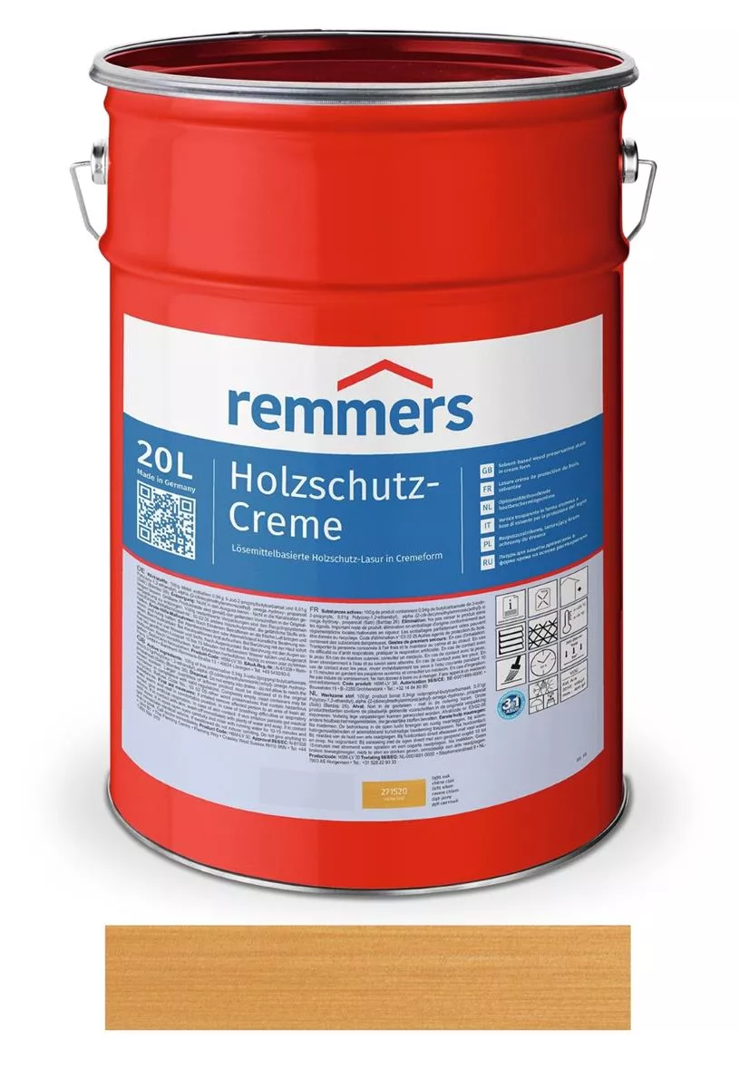 Remmers Holzschutz-Creme Eiche Hell 20 Liter Lasur für Außen