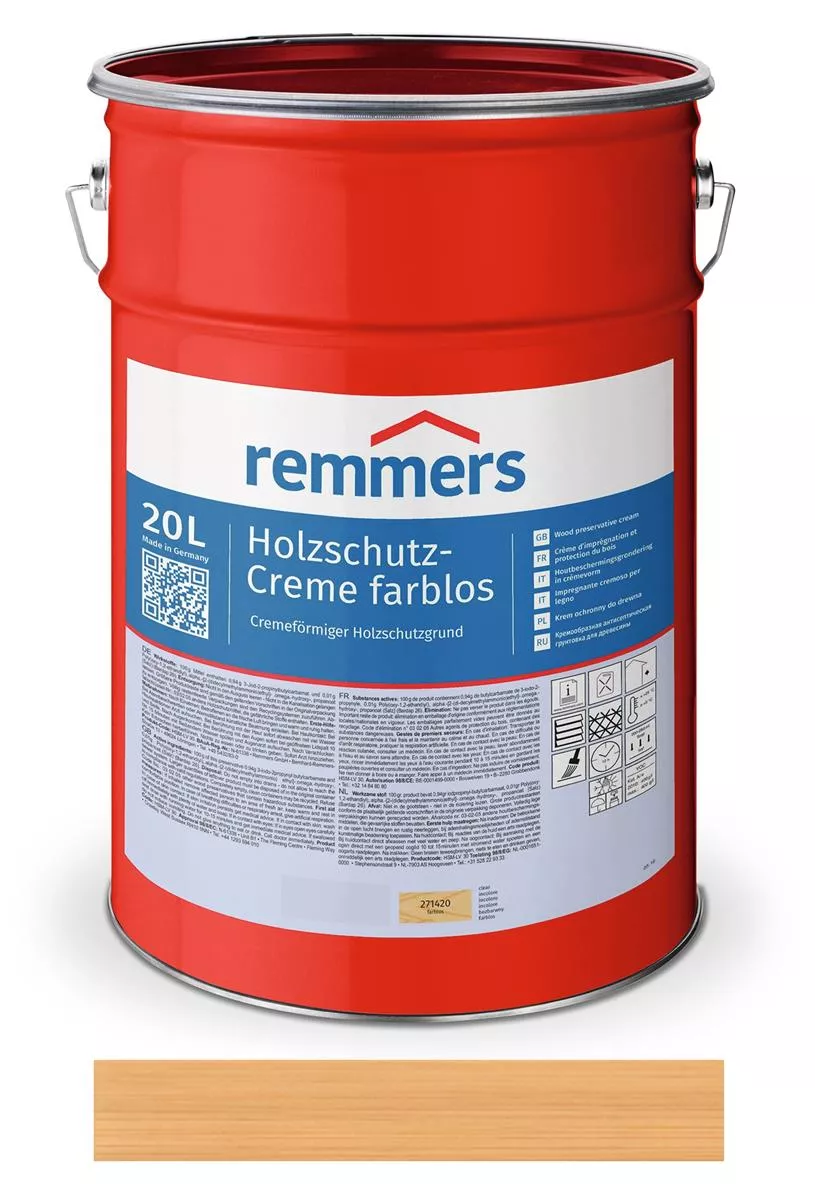 Remmers Holzschutz-Creme Farblos 20 Liter Lasur für Außen Wetterschutz-Farbe