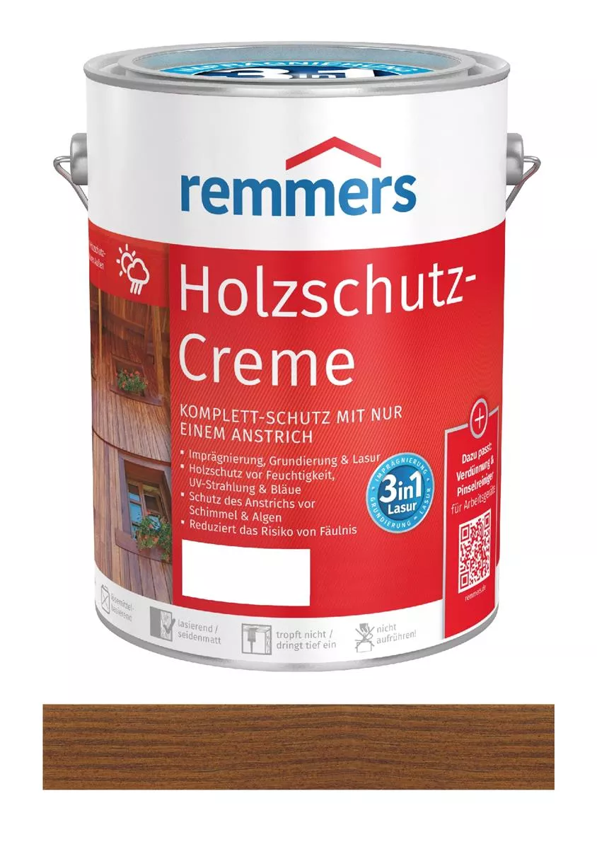 Remmers Holzschutz-Creme Nussbaum 5 Liter Lasur für Außen