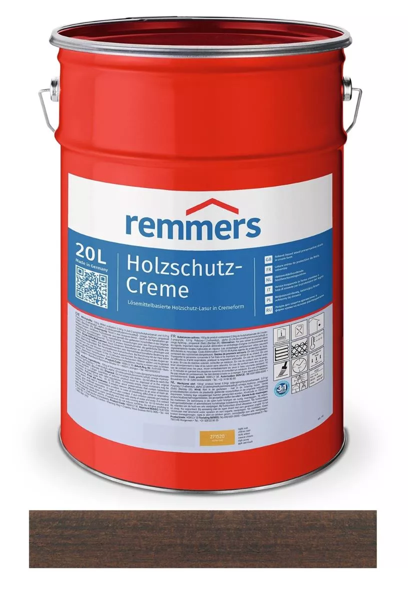 Remmers Holzschutz-Creme Palisander 20 Liter Lasur für Außen Wetterschutz-Farbe