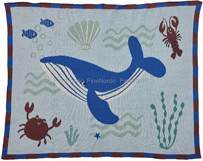 Rice Gestrickte Babydecke - Blau - Ocean Design