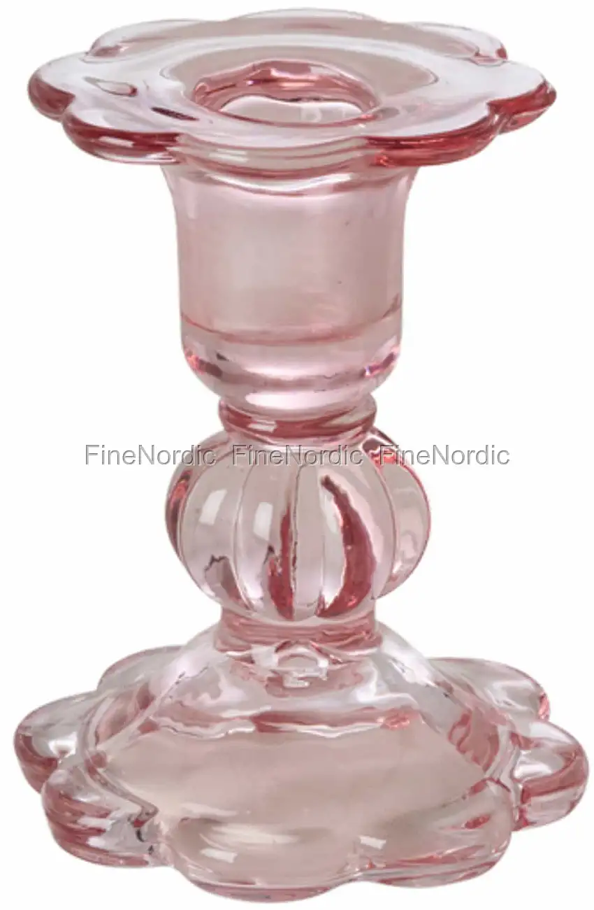 Rice Glas Kerzenhalter - Blumenform - Rosa - Klein (Ø ca. 2,2 cm)
