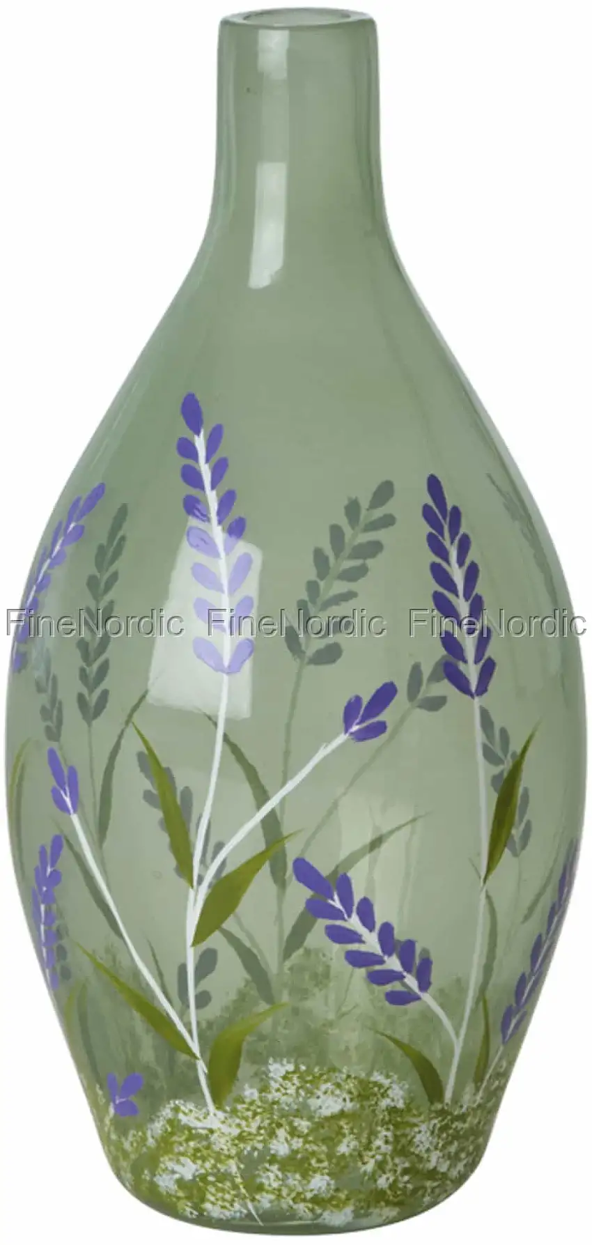 Rice Glas Vase - Grün - Lila Blumen