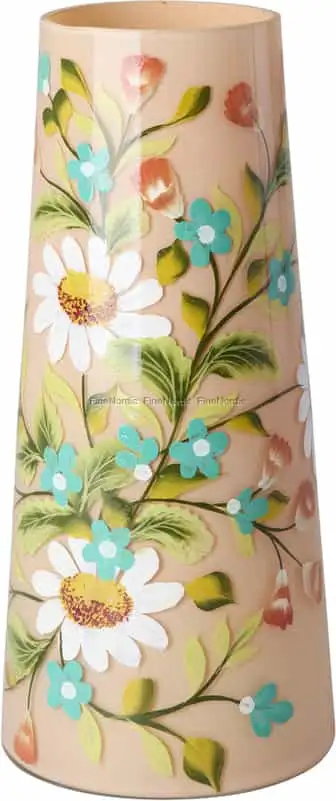 Rice Glaszylindervase - Handbemalte Blumen