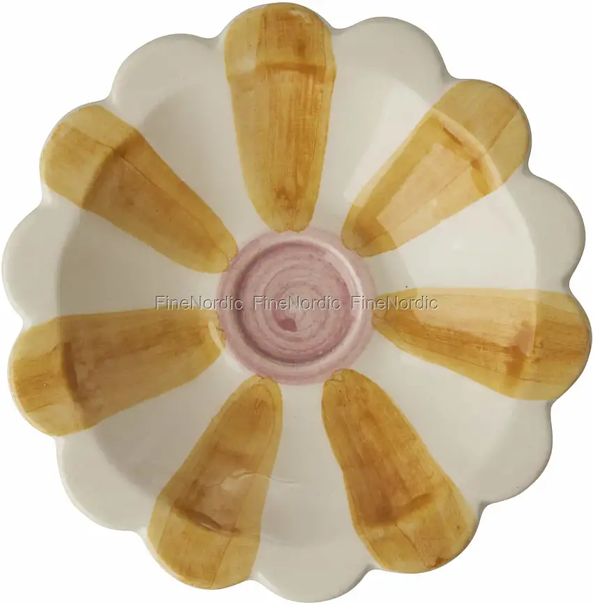 Rice Keramik Dipschale - Handbemalt - "Stripes" - Gelb