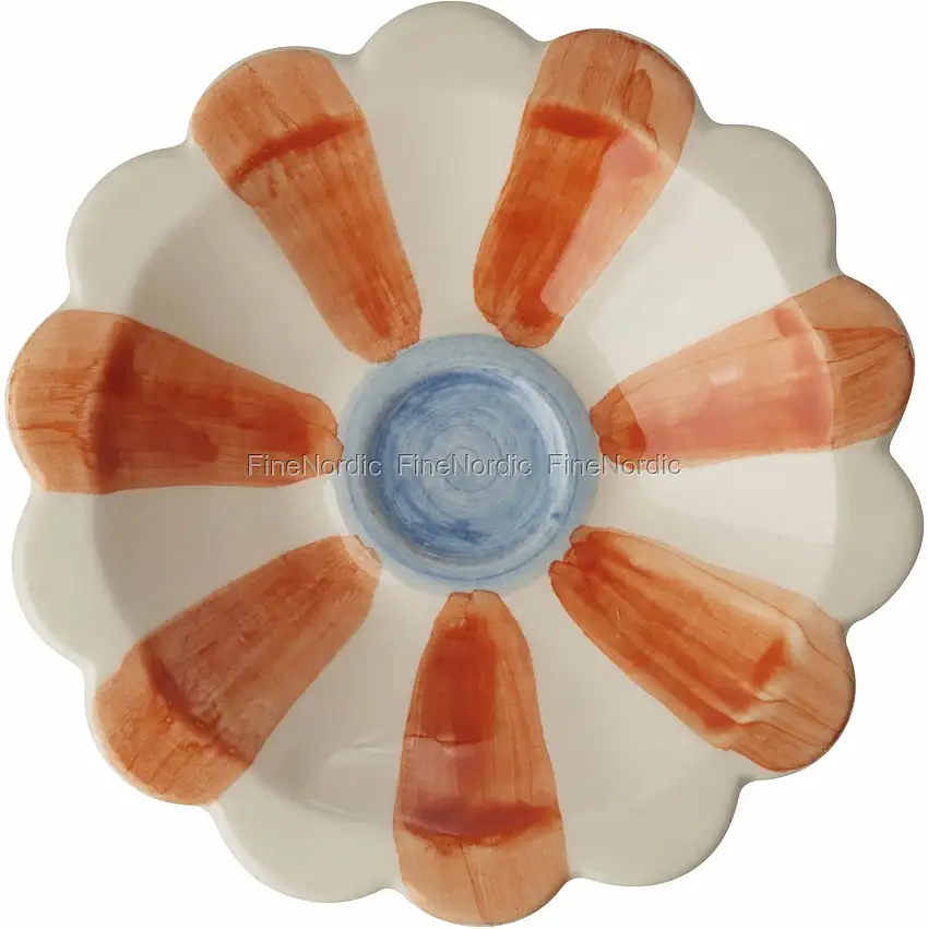 Rice Keramik Dipschale - Handbemalt - "Stripes" - Orange