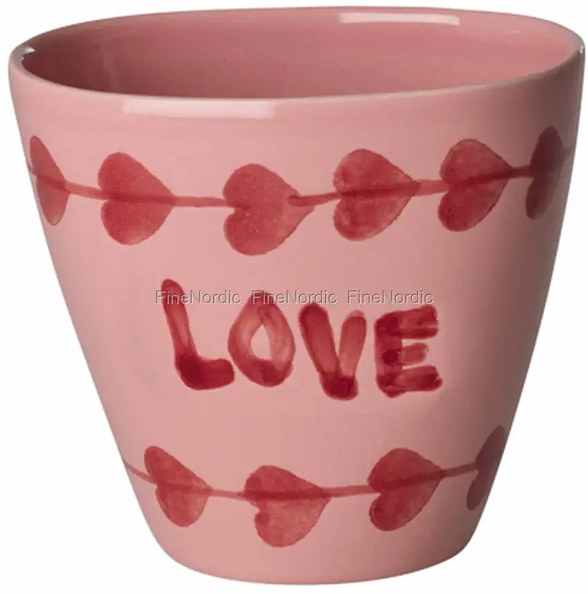 Rice Keramik Ovale Tasse - Handbemalt - "LOVE" - Rosa