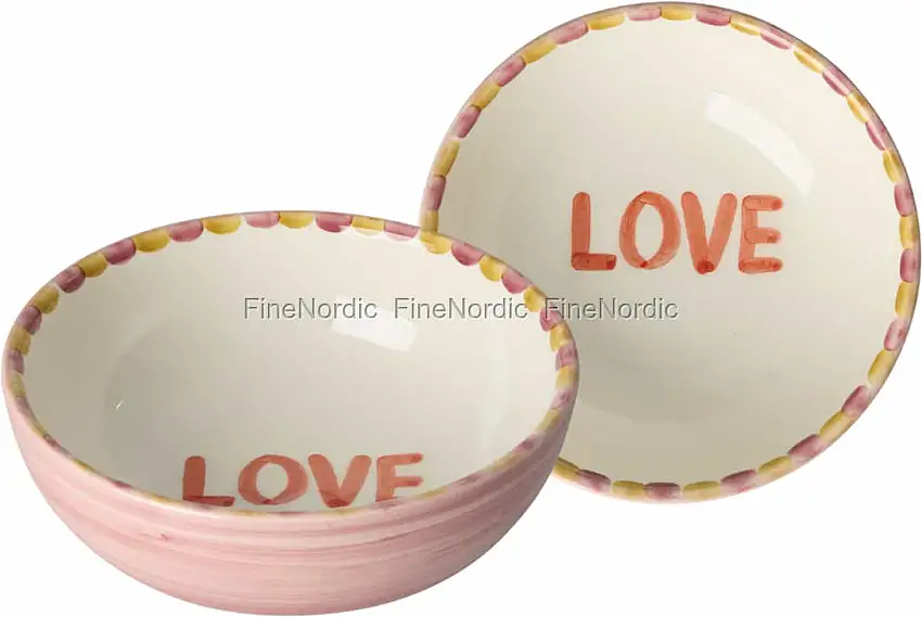 Rice Keramikschale - Handbemalt "LOVE" Rosa