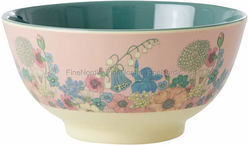 Rice Melamin Schüssel - "Flower Collage" - Soft Pink - Medium