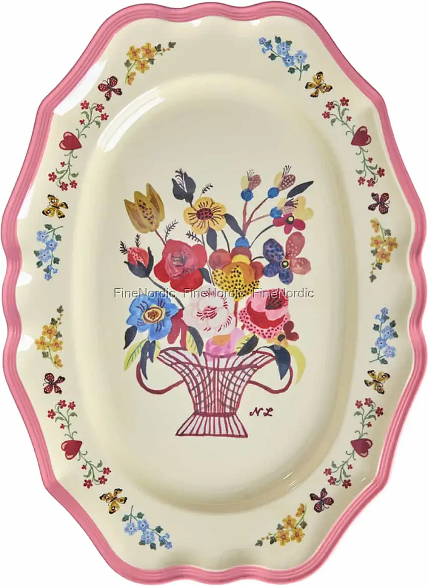 Rice Melamin Vintage Servierplatte „Nathalie Lété“ Koralle - Groß