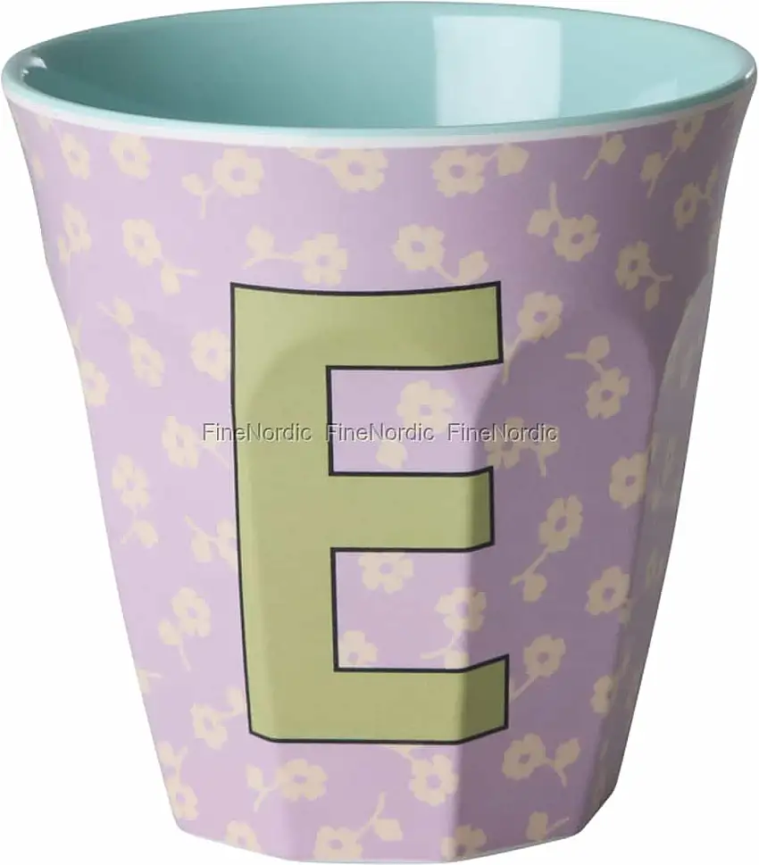 Rice Melaminbecher - Buchstabe E - Alphabet - Blumen
