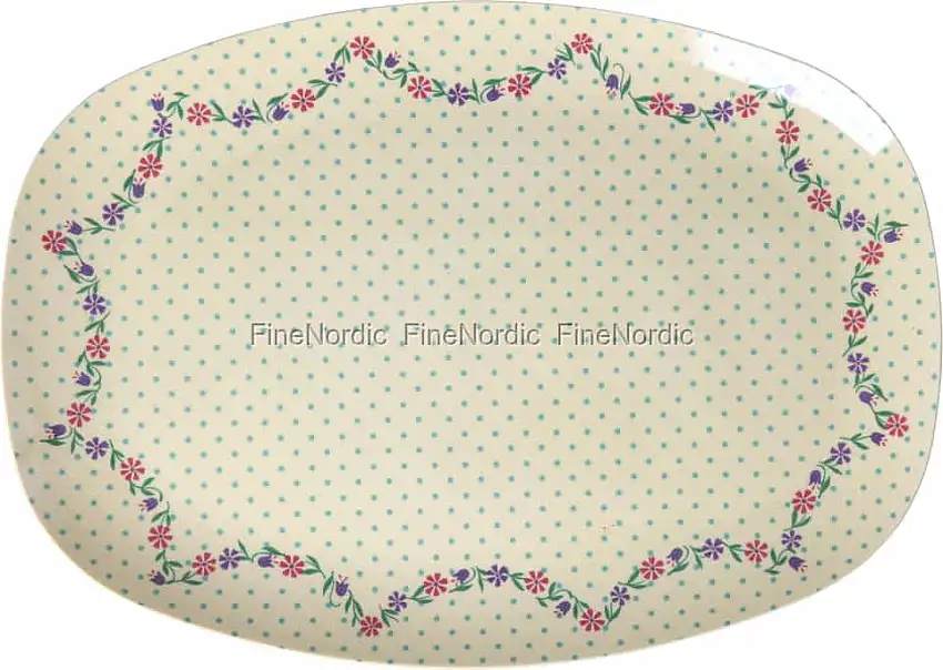 Rice Melaminteller - Rechteckig "Dots and Flowers"