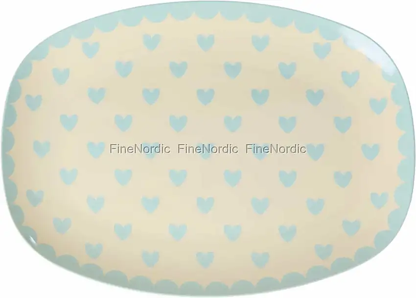 Rice Melaminteller - Rechteckig "Favorite Hearts" Mint - Klein