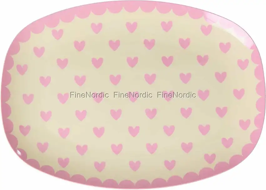 Rice Melaminteller - Rechteckig "Favorite Hearts" Pink - Klein