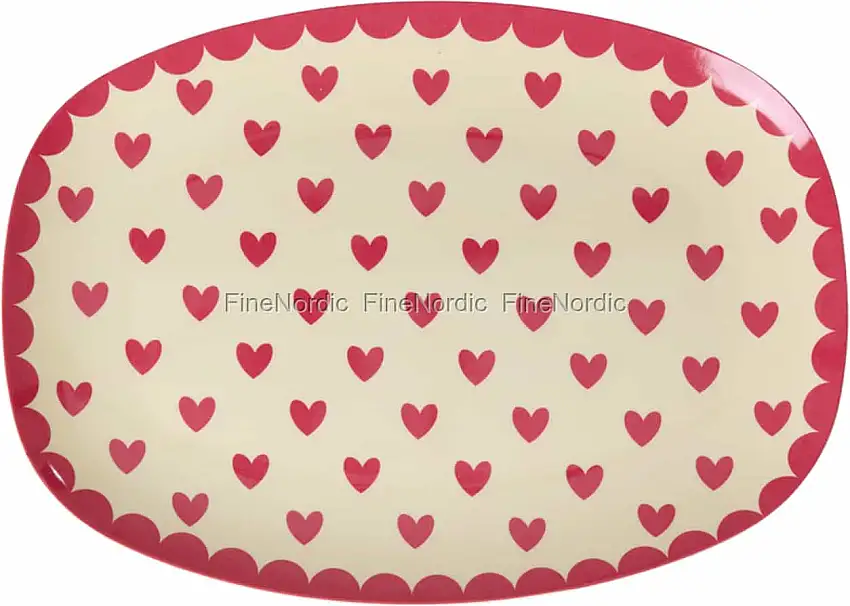 Rice Melaminteller - Rechteckig "Favorite Hearts" "Red Kiss" - Klein