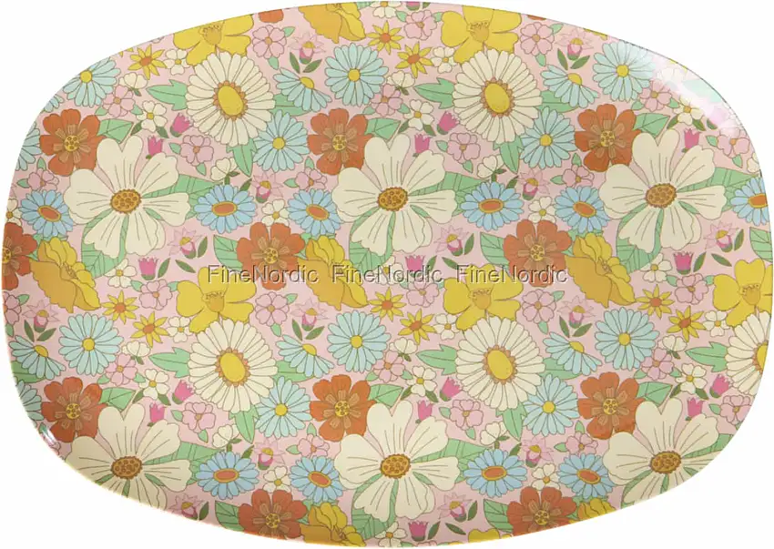 Rice Melaminteller - Rechteckig "Flower Power"