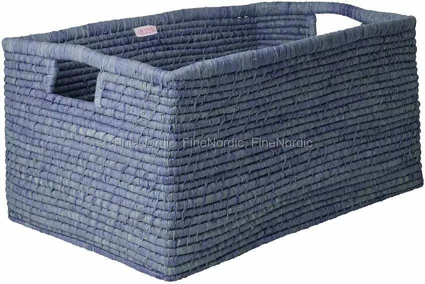 Rice Raffia Korb - Rechteckig - Blau - XL