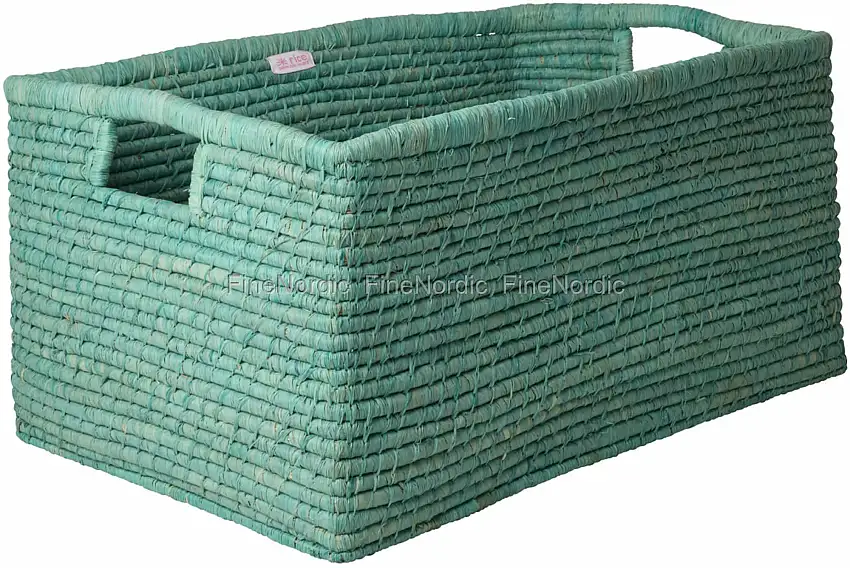 Rice Raffia Korb - Rechteckig - Grün - XL