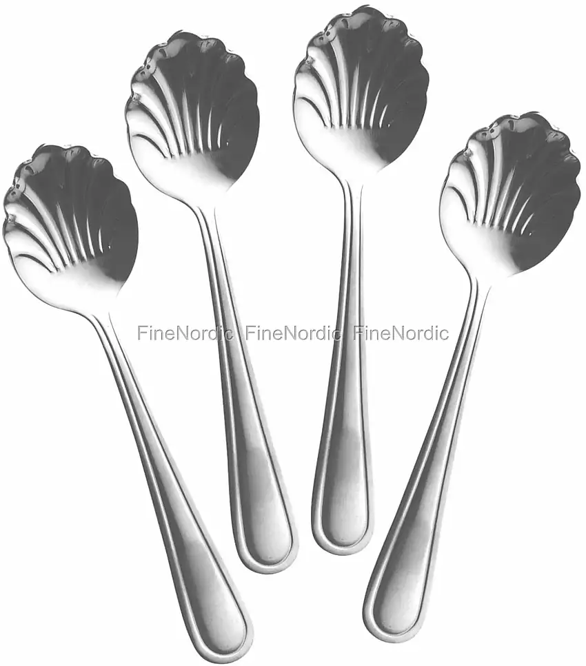 Rice Rostfreier Stahl "Seashell" Teelöffel - Silber - 4er Set