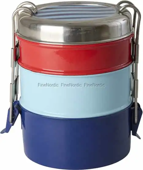 Rice Runde 3-stöckige Lunchbox aus Edelstahl - Gestreiftes Muster