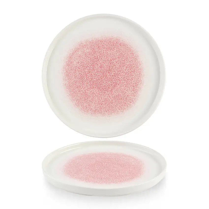 Churchill, Raku : Rose Quartz Pink - Teller flach m. erhöhten Rand, 26 x 2 cm