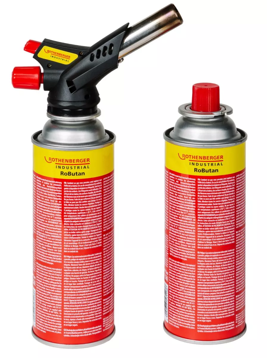 Rothenberger Gasbrenner Set RS 220 - inklusive 2 RoButan Gaskartuschen