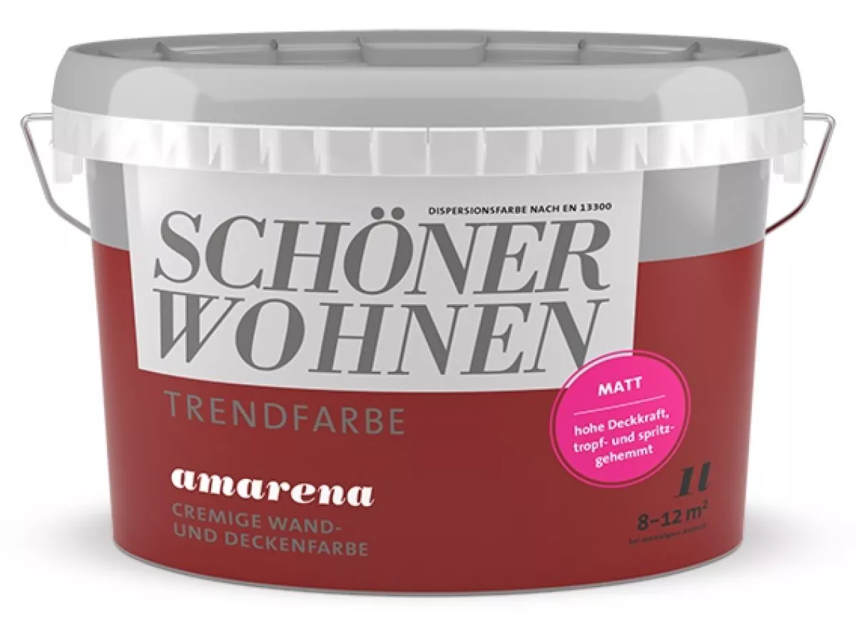Schöner Wohnen Trendfarbe Wandfarbe Deckenfarbe amarena matt 1 L