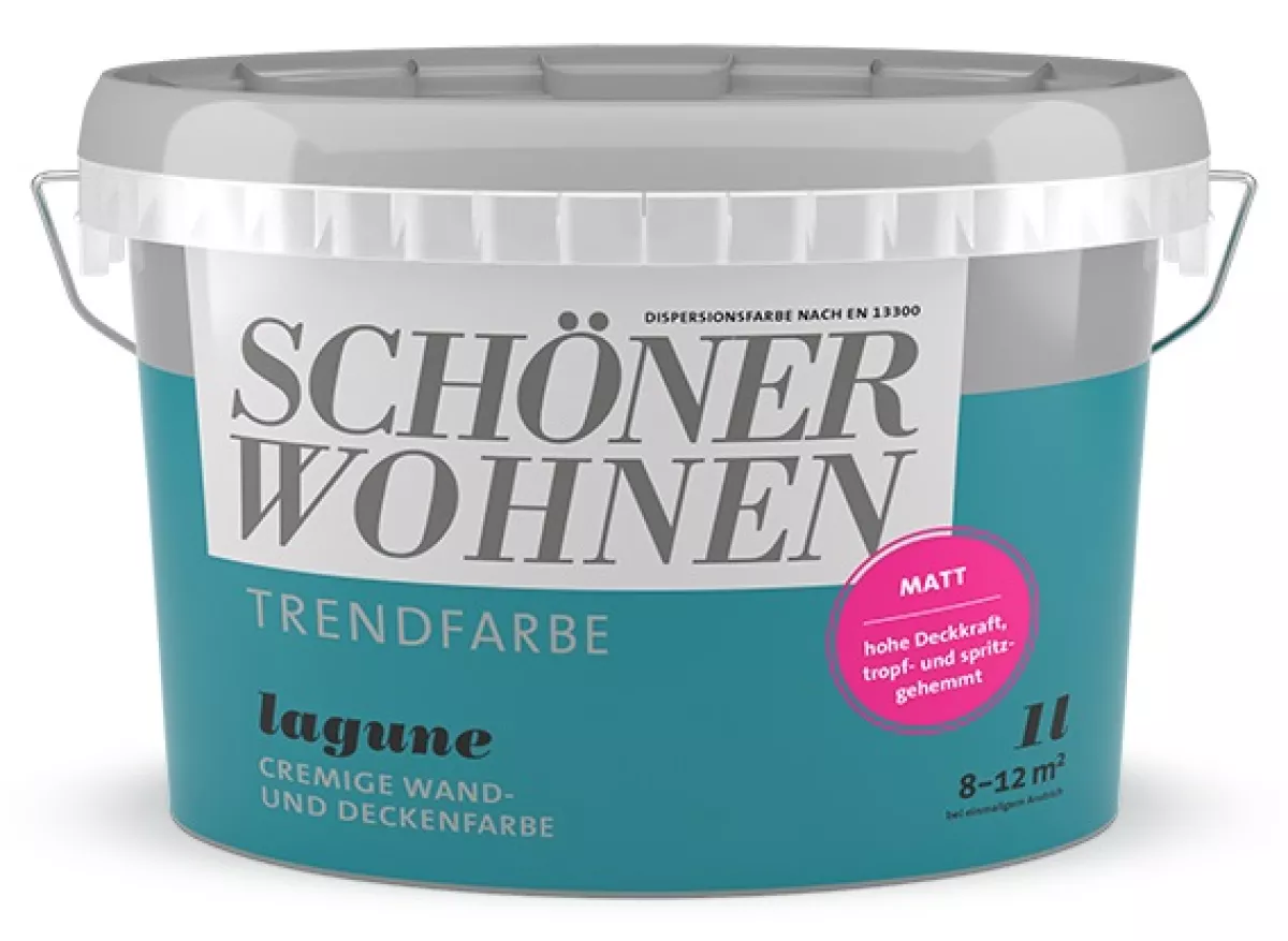 Schöner Wohnen Trendfarbe Wandfarbe Deckenfarbe lagune matt 1 L
