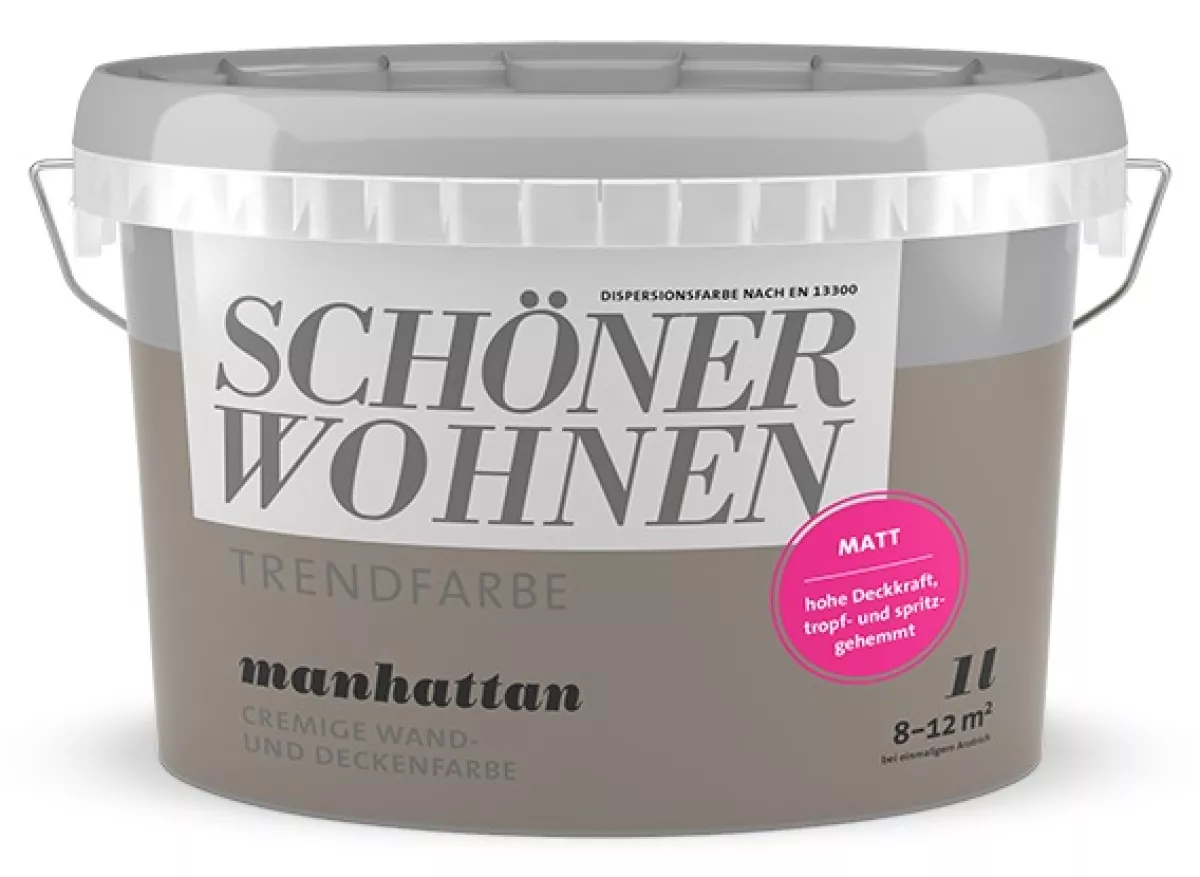 Schöner Wohnen Trendfarbe Wandfarbe Deckenfarbe manhattan matt 1 L