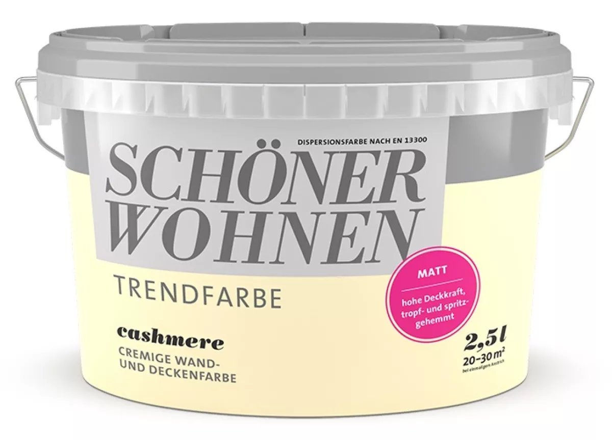 Schöner Wohnen Trendfarbe Wandfarbe Deckenfarbe cashmere matt 2,5 L