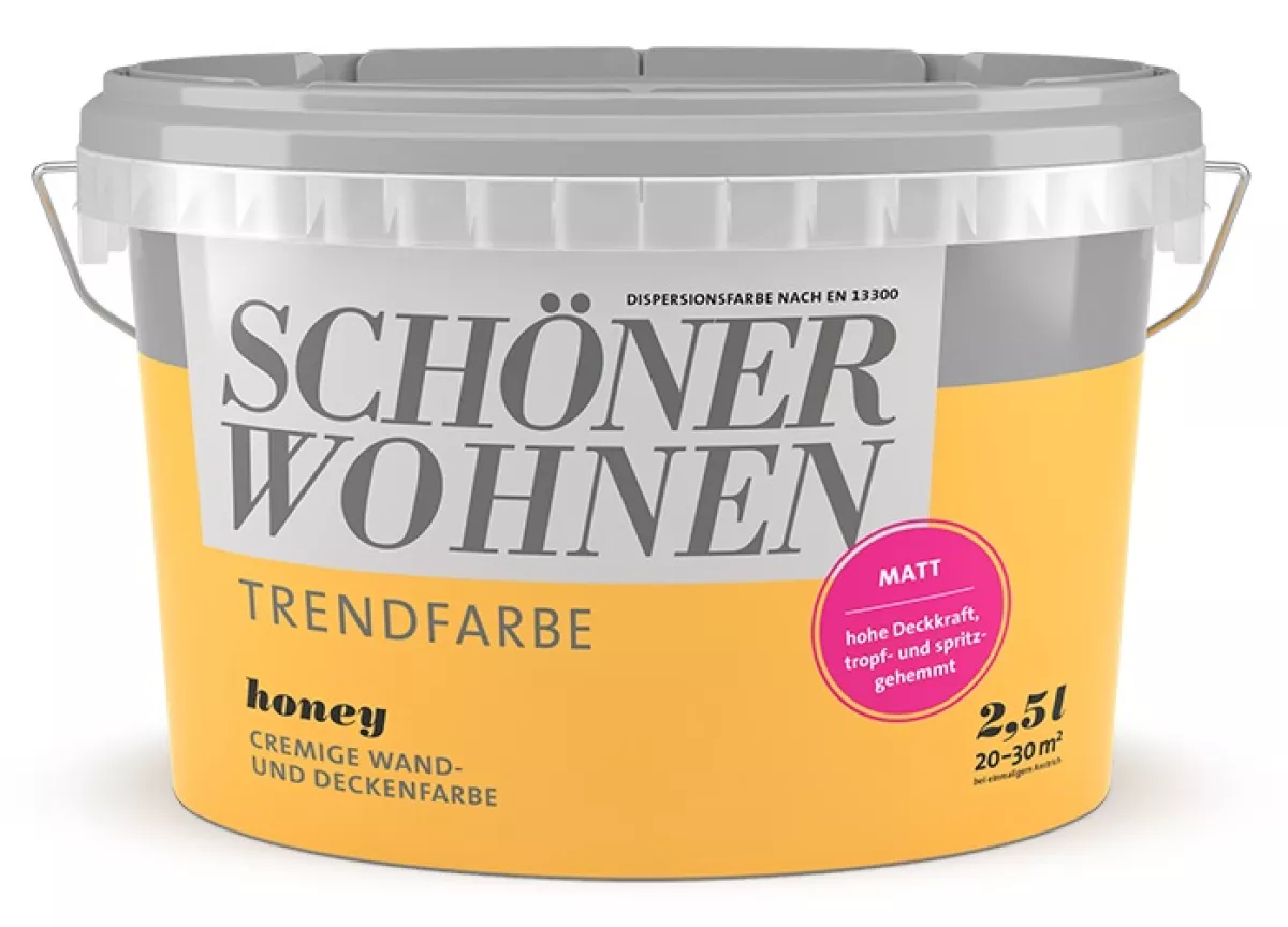 Schöner Wohnen Trendfarbe Wandfarbe Deckenfarbe honey matt 2,5 L